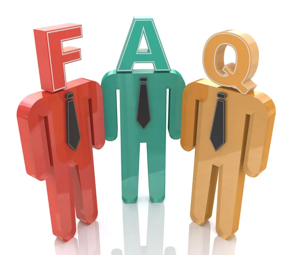 3d people thinking about frequently asked questions. FAQ — Stock Photo, Image