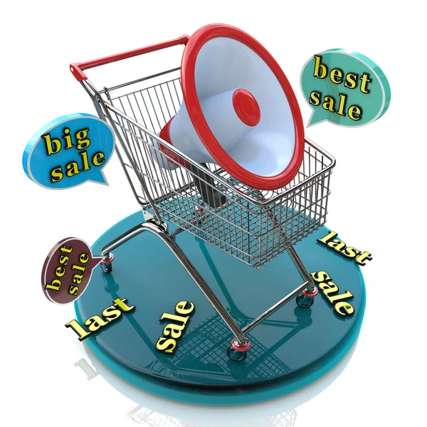 Marketing for best sales: shopping cart concept — Stock Photo, Image