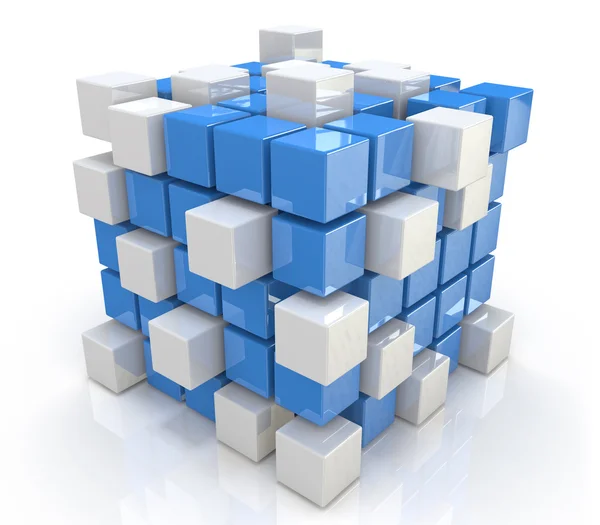 Teamwork business concept - cube assembling from blocks — Stock Photo, Image