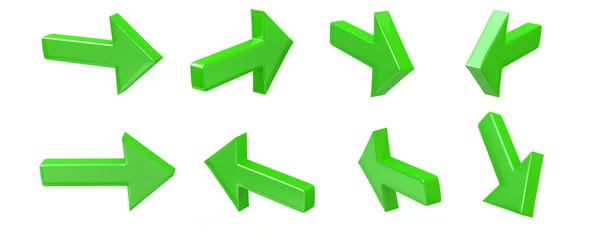 3d green arrow icon set — Stock Photo, Image