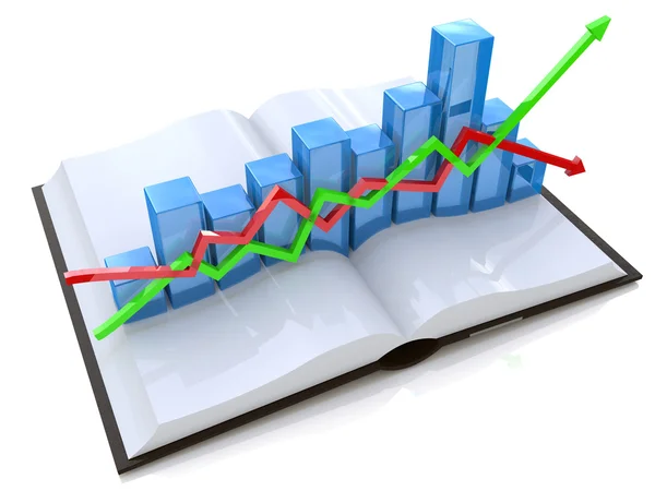 Chart and open book — Stock Photo, Image