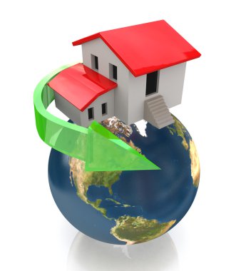 Private house on small planet, Real estate concept clipart