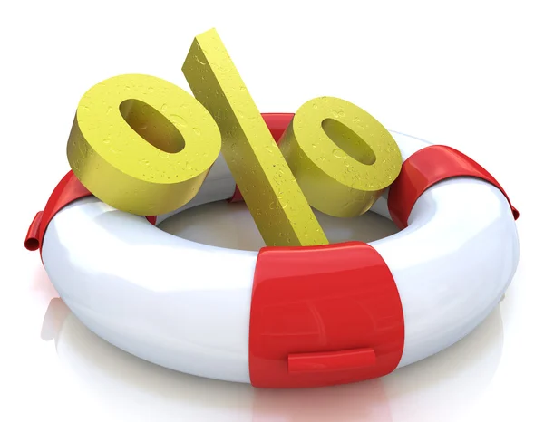 Lifebuoy e simbolo percentuale — Foto Stock