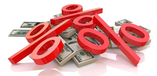 Heap of money and percentages — Stock Photo, Image