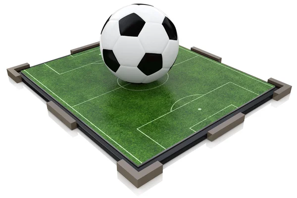 Soccer ball and football field — Stock Photo, Image