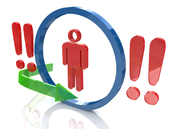 3d people - man, person and a red exclamation mark — Stock Photo, Image