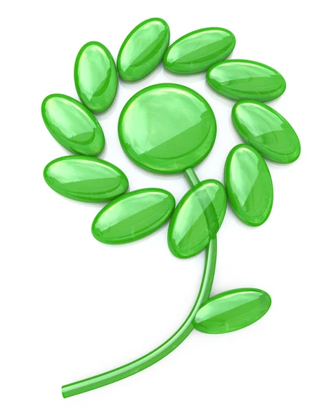 Abstrakt grön blomma - 3d illustration — Stockfoto