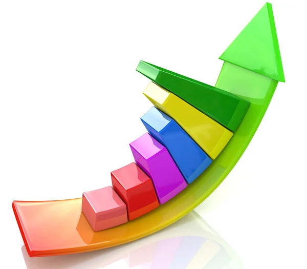 Illustration of bar graph with rising arrow — Stock Photo, Image