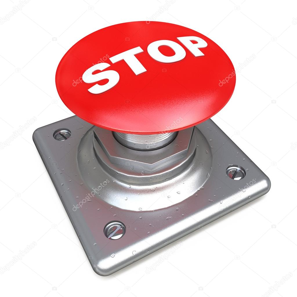 Red STOP button Isolated High resolution. 3D image