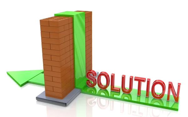 Abstract 3d illustration of arrow and brick wall, right solution — Stock Photo, Image