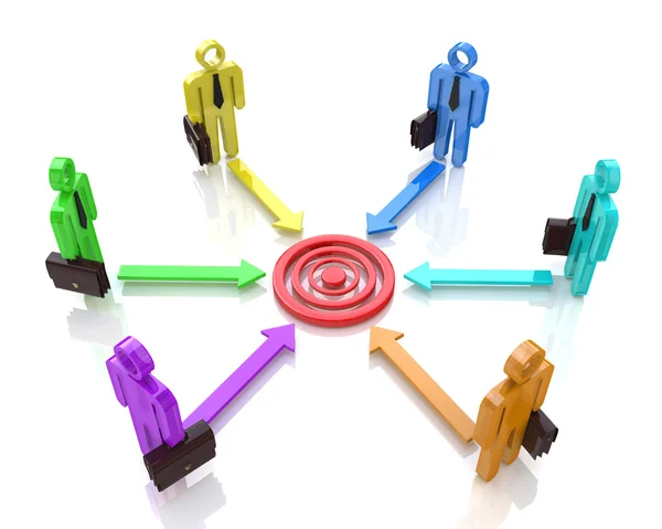 A group of competitors in a circle aiming for the same goal — Stock Photo, Image