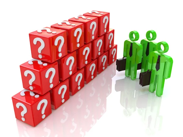 Group of people and question mark. 3d rendered illustration — Stock Photo, Image