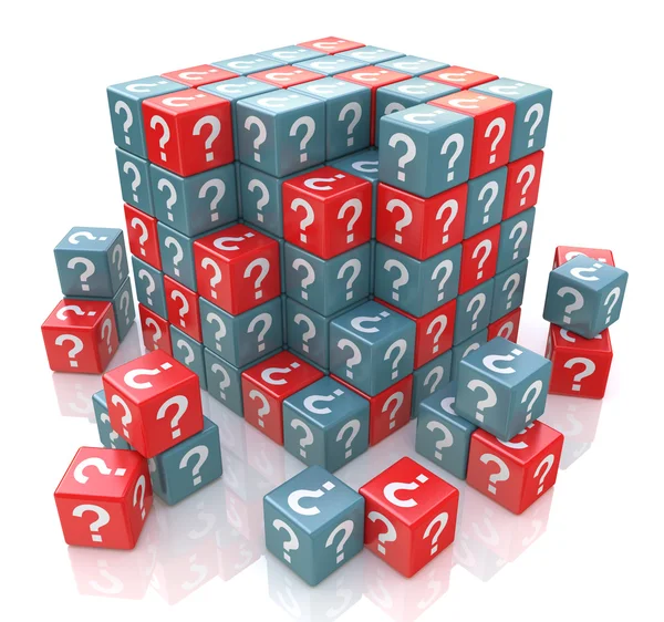 FAQ cubo con signos de interrogación — Foto de Stock