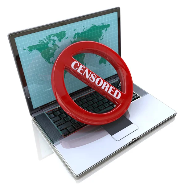 Internetcensuur. woord Censored weergegeven op het scherm — Stockfoto