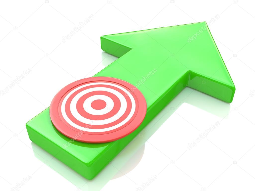 Green arrow direction to the target