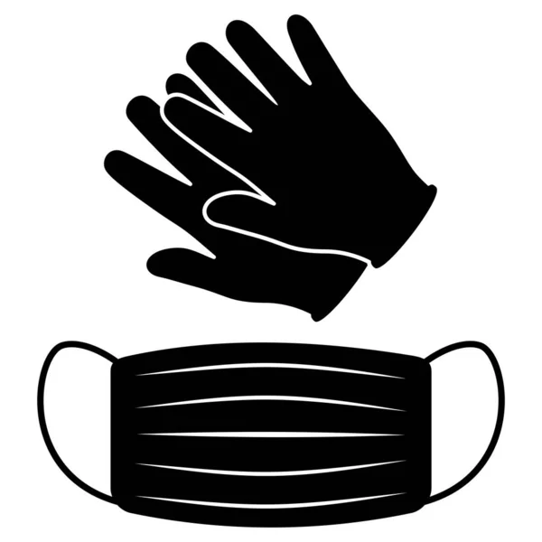 Gants Masque Protection Noirs Gants Médicaux Latex Comme Symbole Protection — Image vectorielle