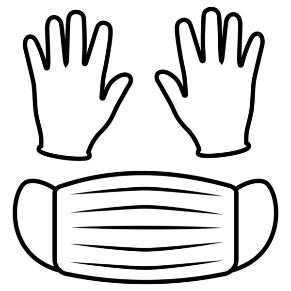 Masque Médical Icône Des Gants Gants Masque Protection Symbole Protection — Image vectorielle
