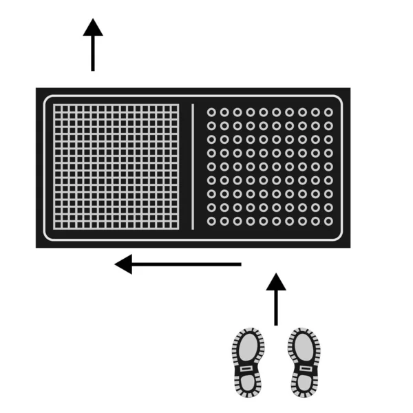 消毒用マットだ マットを消毒しろ 平らなスタイルで抗菌エントリーラグ 靴のためのカーペットを消毒します 無菌表面 靴の消毒用2ゾーンマット モーション スキーム ベクターイラスト — ストックベクタ