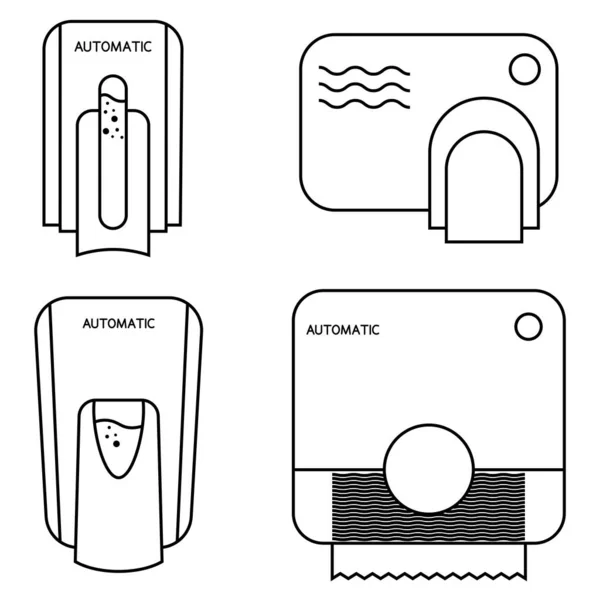 Équipement Toilettes Automatisé Sans Contact Avec Capteurs Distributeur Serviettes Papier — Image vectorielle