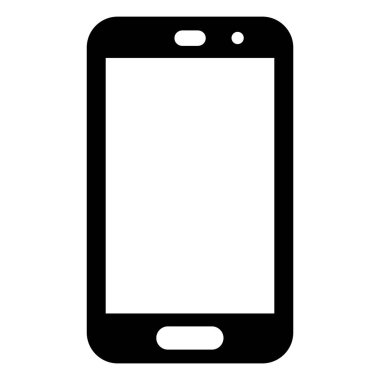 Mobil simge. Akıllı telefonmuş. Düz bir cep telefonu. Mobil 'in sembolü. Vektör illüstrasyonu beyaz arkaplanda izole edildi