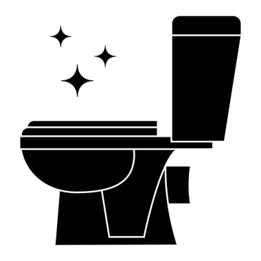 Tuvalet temizleme sembolü. Tuvalet ikonu. Tuvalet, siyah renkli tuvalet. Tuvalet temizleme tabelası. Vektör illüstrasyonu beyaz arkaplanda izole edildi