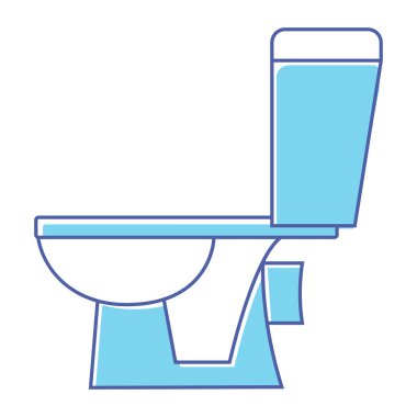 Tuvalet ikonu. İnce çizgili çizim. Tuvalet sırası ikonu. Tuvalet, mavi renkli tuvalet. Vektör illüstrasyonu beyaz arkaplanda izole edildi
