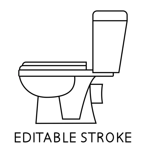 トイレの線形アイコン 細い線のイラスト 輪郭のシンボル ベクトル絶縁外形図面 トイレのアイコン 編集可能なストローク 白を基調としたベクトルイラスト — ストックベクタ