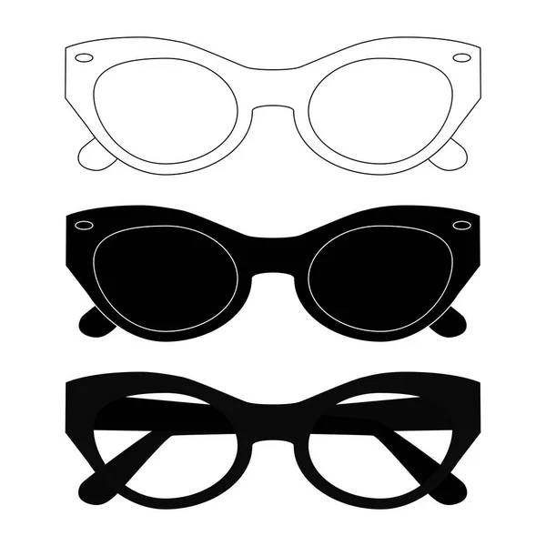 Set Gafas Sol Negras Gafas Sol Planas Símbolo Sobre Fondo — Vector de stock