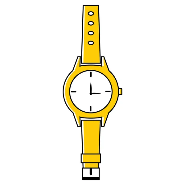 Relógio Manual Relógio Moderno Cor Amarela Isolado Fundo Branco Ícone — Vetor de Stock