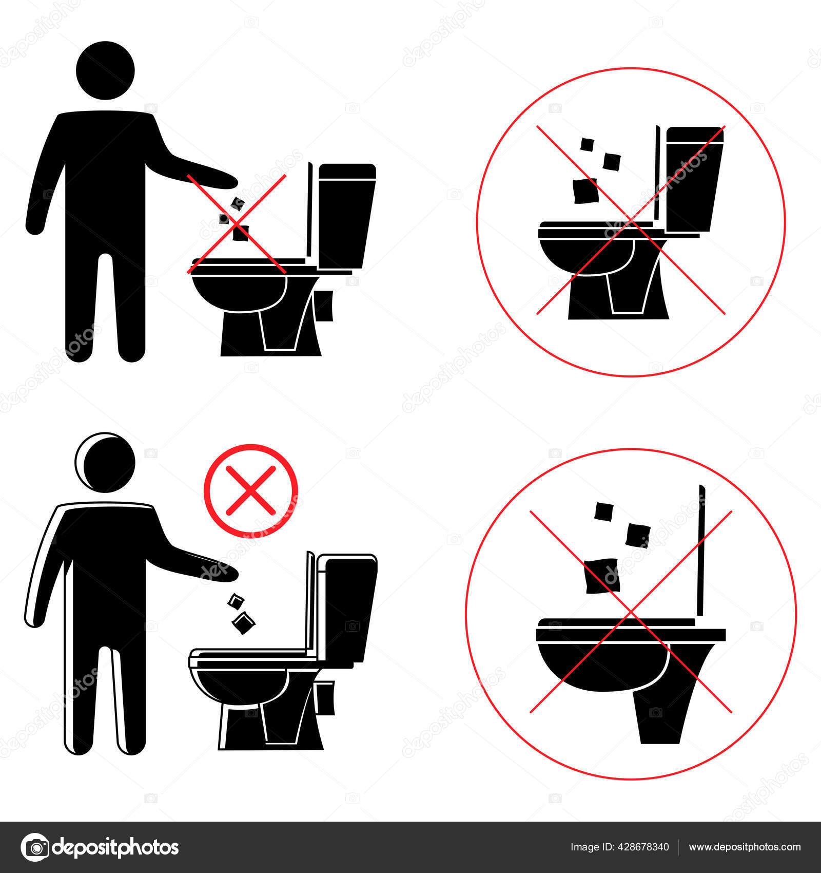Aufkleber - Bitte keine Papierhandtücher in die Toilette Werfen!