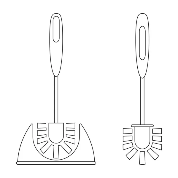 Brush Icon Set Brushes Outline Style Used Bathroom Dirty Instrument — Stock Vector