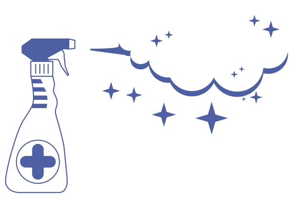 Botella Spray Antiséptico Matraz Antibacteriano Mata Las Bacterias Concepto Desinfectante — Vector de stock