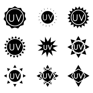 Ultraviyole sterilizasyon pulu. Hijyen Cihazı Bilgi İşareti. Ultraviyole ışıktan korunma. Ultraviyole mikroplu radyasyon. Yüzey temizliği, tıbbi arındırma prosedürü. Vektör