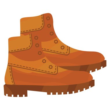 Ordu kahverengi askeri ayakkabıları. Amerikan askeri botlarıyla savaş. Yürüyüş, yürüyüş ya da iş için deri ayakkabılar. Erkekler için botlar. Vektör illüstrasyonu beyaz arkaplanda izole edildi