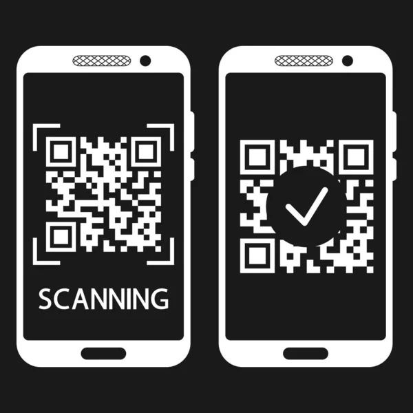 Scan Code Mobile Phone Code Scans Completed Machine Readable Barcode — Stock Vector