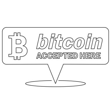 Bitcoin ödeme konsepti. Mobil kripto para birimi. Bitcoin işlemi ya da bağış. Kripto para birimi burada kabul edildi. Düzenlenebilir felç. Vektör