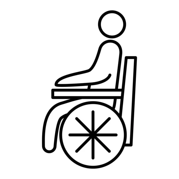 Handicapped Patient Line Icon Wheelchair Person Symbol Disabled Man Outlines — Stock Vector