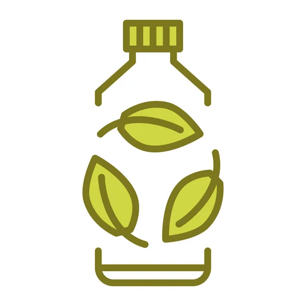 Биоразлагаемый Пластик Знак Биопластиковая Бутылка Зелеными Листьями Переходит Концепции Посадки — стоковый вектор