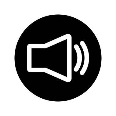 Hoparlör yuvarlak simgesi. Web sitesi tasarımınız için hoparlör simgesi, logo, uygulama, UI, webinar, görüntülü sohbet, seçim. Vektör illüstrasyonu