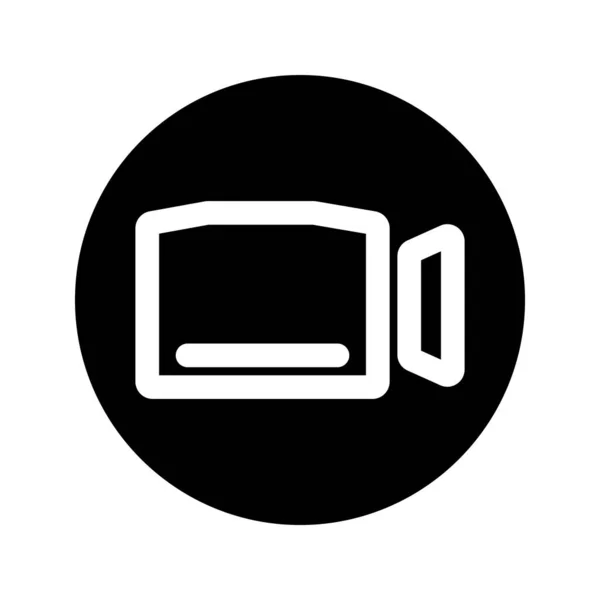 Ikona Glifu Kamery Wideo Kamera Filmowa Czarny Internet Okrągły Przycisk — Wektor stockowy