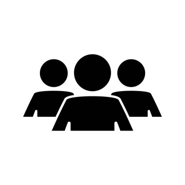 Bir grup insan. Siyah yuvarlak bir grup insan, takım, işbirliği simgesi. Web sitenizin tasarımında bir sembol, logo, uygulama, UI, webinar, görüntülü sohbet, ect. Vektör