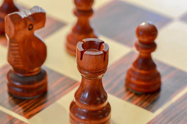 Close up from a chessboard with the tower in focus — Stock Photo, Image