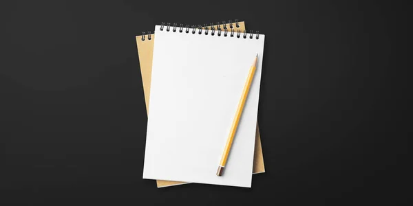 School notebook on a black background — Stock Photo, Image