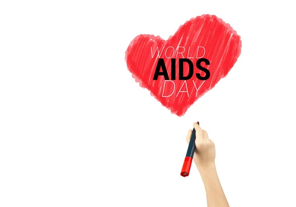 Rode hart op witte Wereld AIDS Dag Concept. — Stockfoto