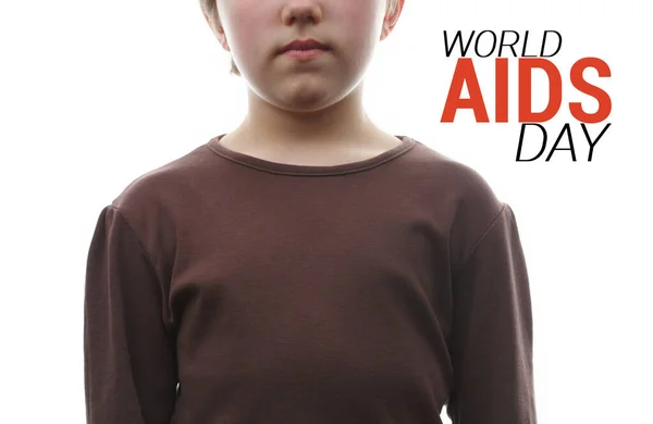 Meisje op witte achtergrond Wereld AIDS Dag Concept. — Stockfoto