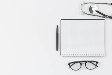 Steteskoplu ve gözlüklü defter..