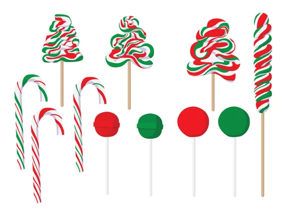 Candies Lollipop Colorful Christmas Isolated Design White Background Illustration Vector — Stock Photo, Image