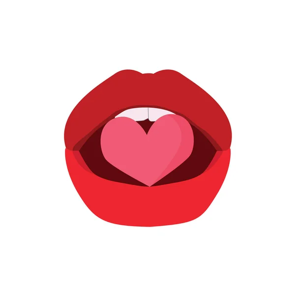 Pink Heart Mouth Apply Red Lipstick White Background Illustration Vector — Stock Photo, Image