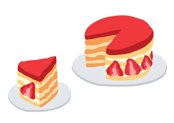 Gâteau Fraise Sur Fond Blanc Illustration Vecteur — Photo