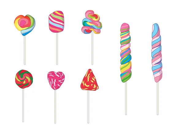 Candies Lollipop Colorful Heart Isolated Design White Background Illustration Vector — Stock Photo, Image